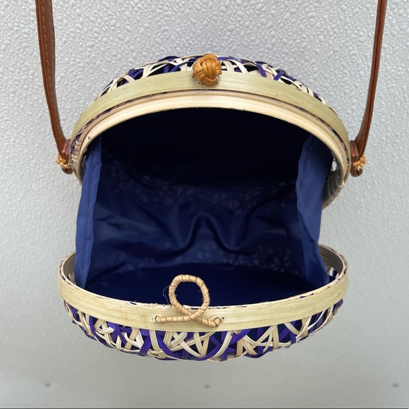 Wicker straw crossbody bag rattan summer purse - Picture 5 of 7